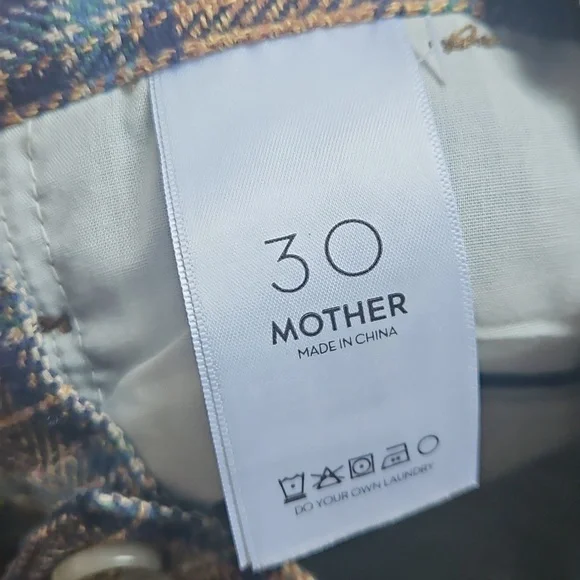 NWT Mother Denim Pleated Maven Prep Sneak Trousers In Delta Dawn Plaid size 30 - Picture 4 of 9